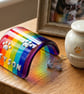 Glass Rainbow Bridge For Pet Loss - 3D Name, Paw Prints, Choice Of Gift Card - Image 2