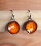 Handmade Ceramic Dangle Earrings, Foraged Bristol Clay, Orange Glaze - Image 4