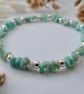 Amazonite and sterling silver beaded stretchy bracelet