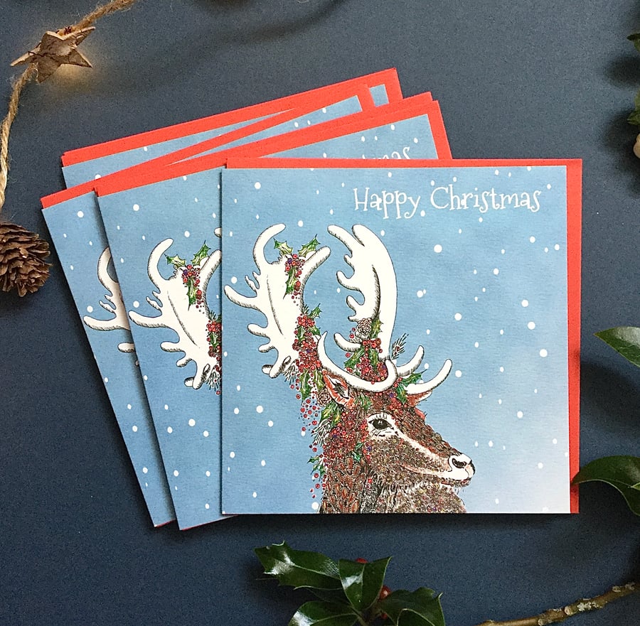 6 x Beautiful Stag in the Snow Christmas Pack 