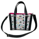 Cat Lover Tote Bag, Handmade Crossbody handbag with Pink Lining, Kawaii Cat Prin