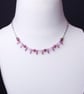 Pink rose quartz and rhodonite gemstone and spear necklace - Image 1