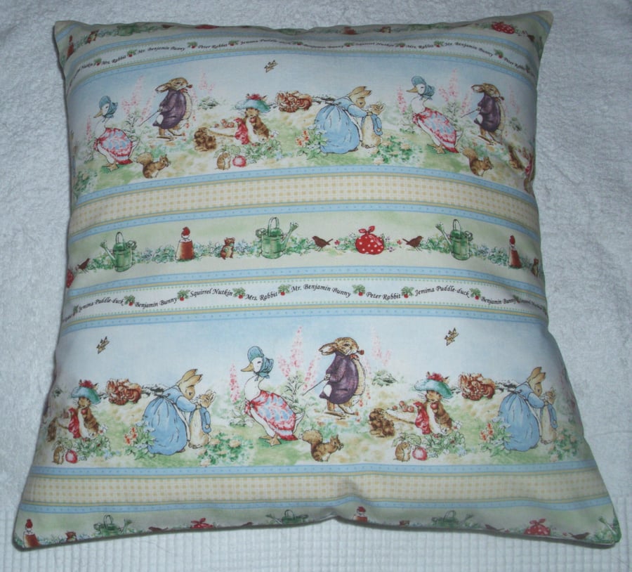 Peter Rabbit, Benjamin Bunny, Jemima Puddle Duck cushion
