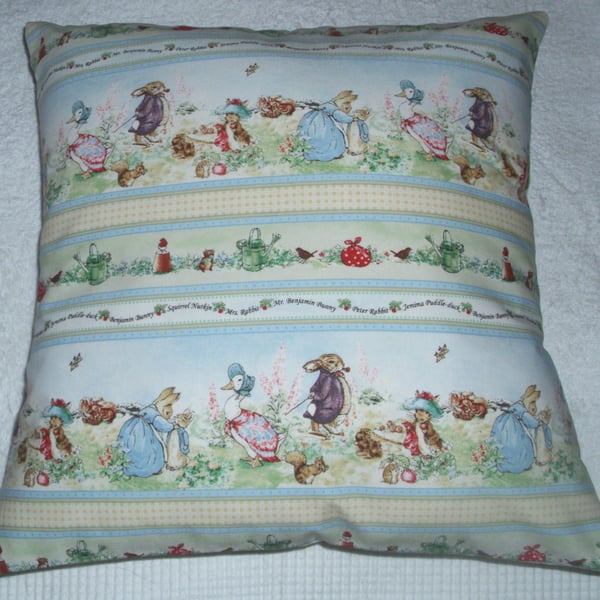 Peter Rabbit, Benjamin Bunny, Jemima Puddle Duck cushion