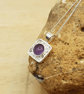 Tiny Square amethyst pendant necklace  - Image 2