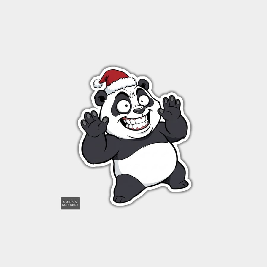 Image of Unique Funny Christmas Sticker Xmas Decal For Adults - Cheeky Panda