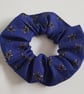 Royal Blue Gold Star Cotton Scrunchie - Handmade Hair Tie