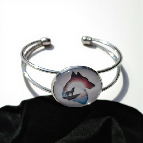 Mystical wolf bangle, wolf gifts, mystical gifts