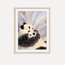 Pandas Art Print, Nursery Animal Decor for Wildlife Fans, Baby Shower Gift