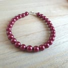 Burgundy shell pearl and sterling silver bracelet - clearance!