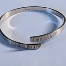 Sterling Silver  Open Bangle, bark pattern