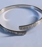 Sterling Silver  Open Bangle, bark pattern