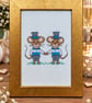 Handmade Cross Stitch Personalised Two Grooms Wedding Keepsake – 6x4" - Image 2