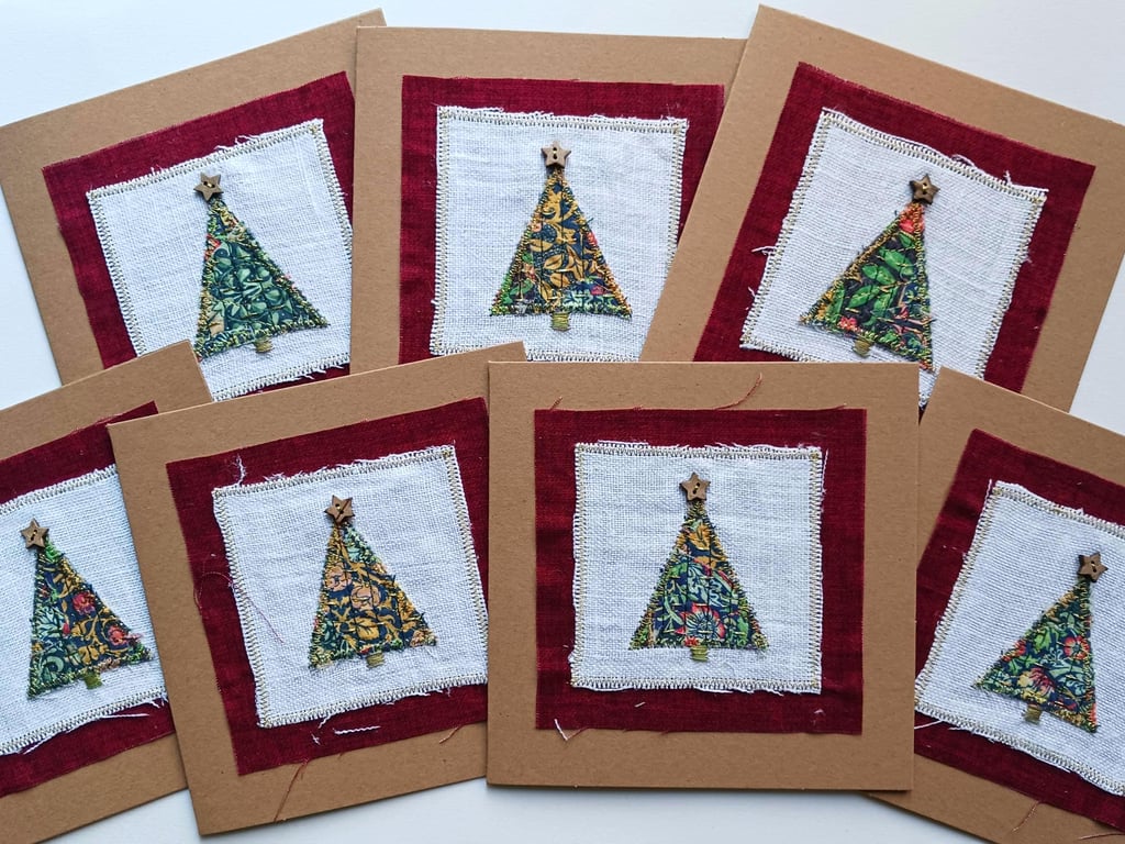 William Morris Textile Art Christmas Tree Cards