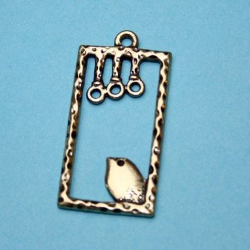 Charm / pendant with bird - 2pcs