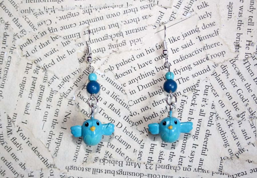 Bluebird Bird Charm Earrings