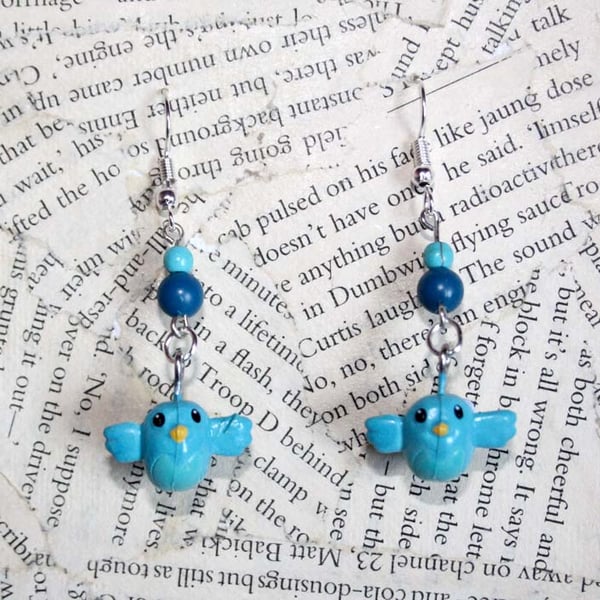 Bluebird Bird Charm Earrings