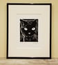 Cat print - Black Cat - Original Hand Pulled Linocut Print - Image 2