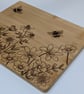 Pyrography chopping board, bees and wildflowers nature design, kitchen gift - Image 3