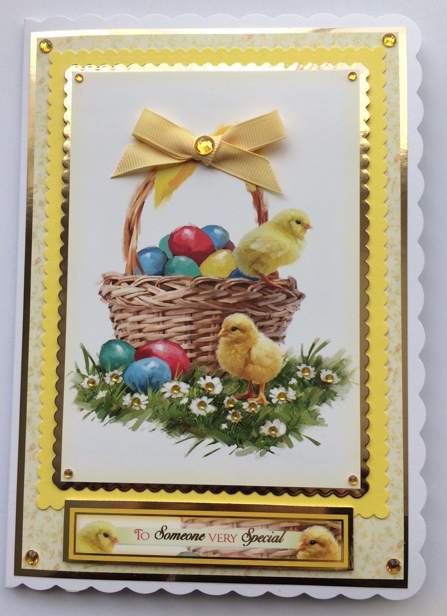 Easter Card To Someone Very Special Basket Eggs Chicks 3D Luxury Handmade Card