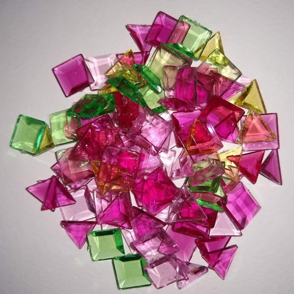 Acrylic Clear Mosaic Pieces Hard Pinks Blues x 50g100g