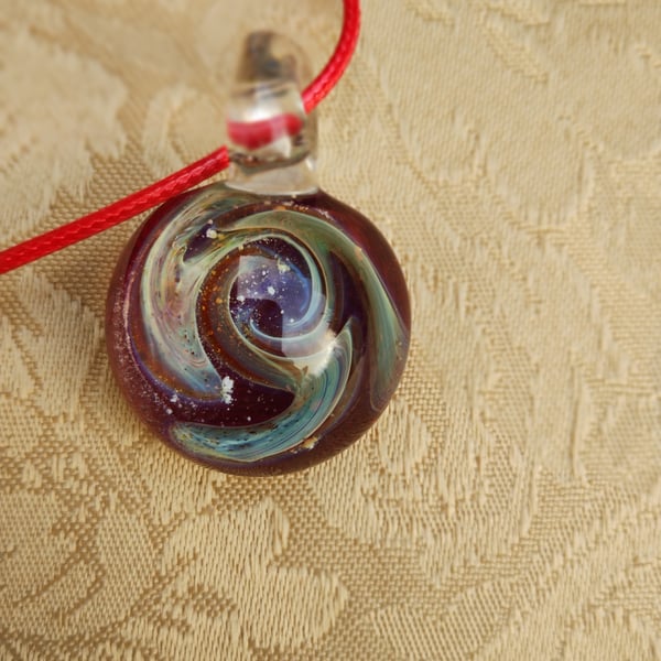 Red, sand & blue green swirl Pendant