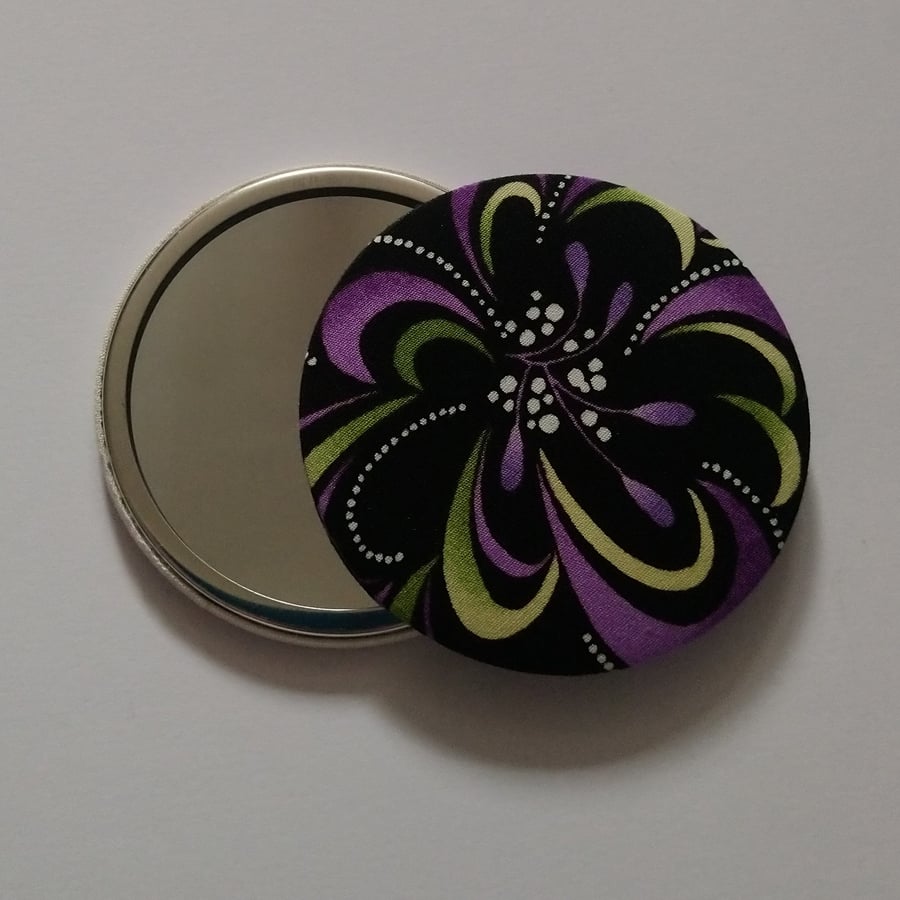 Purple Swirl Fabric Backed Pocket Mirror 