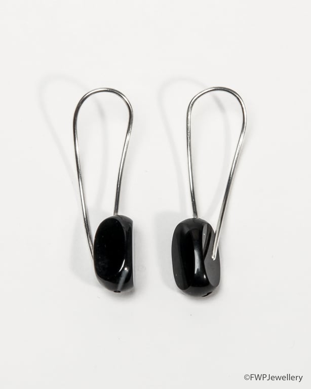 Black Onyx Silver Earrings