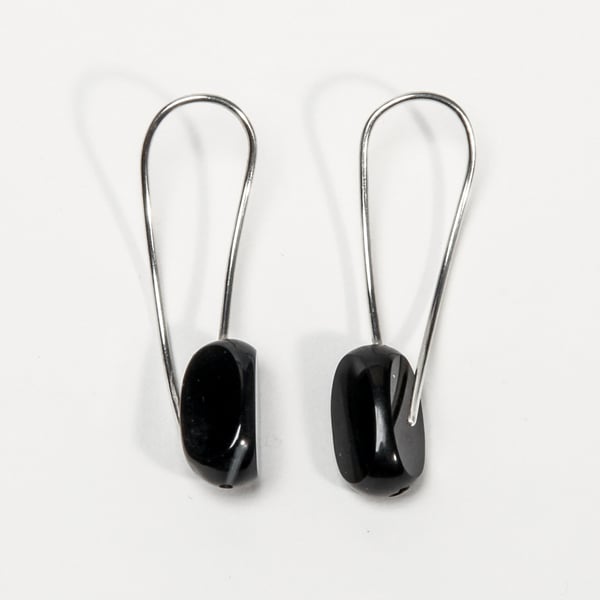 Black Onyx Silver Earrings