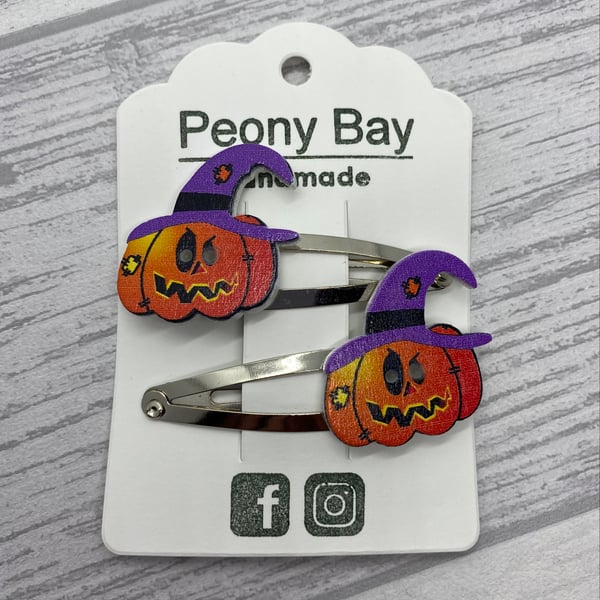 Girl’s Halloween pumpkin hair clips 