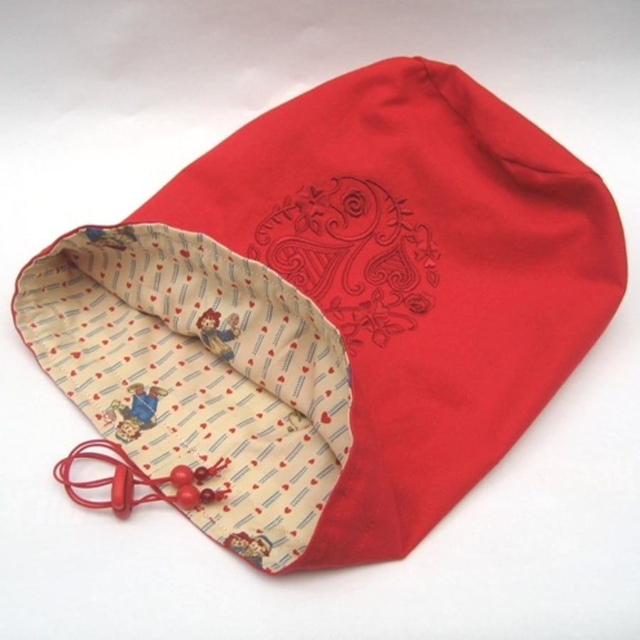 Image of Machine Embroidered Drawstring Project Bag
