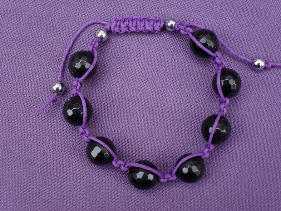 Black and Purple Macrame Bracelet