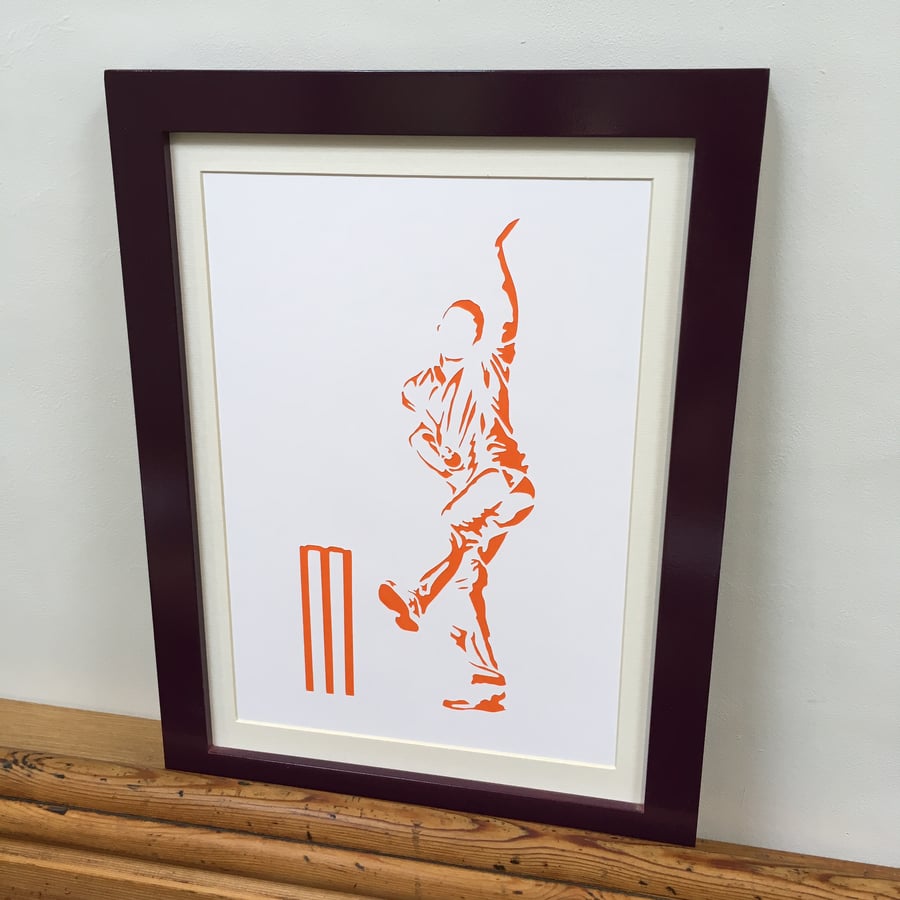Paper cut Art - Cricket Picture, Bowler, Cricketer, Sport Art, Artwork, Hand Cut