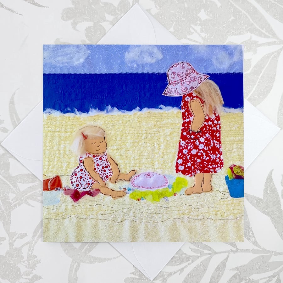 Birthday card - children on beach