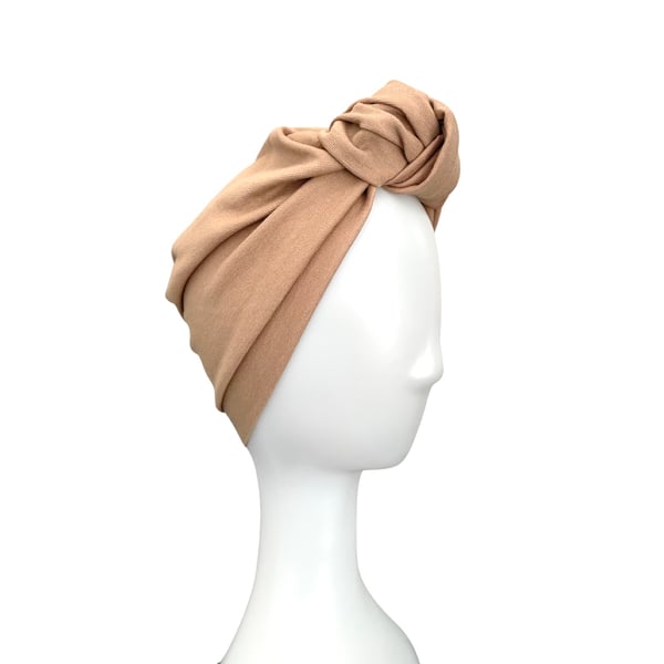 Camel Beige Knot Turban for Women Alopecia Chemo Turban Head Wrap