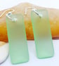 Sea Mist cultered sea glass and sterling silver puffed rectangle drop earrings - Image 5