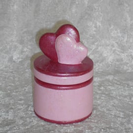  Ceramic Hand Painted Small Round Pink Ceramic Hearts Trinket Jewellery Gift Box