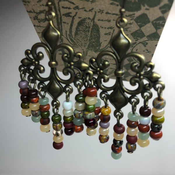 Rainbow glass chandelier earrings 
