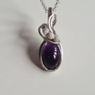 925 Silver & Natural Amethyst Necklace Pendant Gift Crystal Jewellery Jewelry