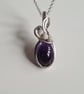 925 Silver & Natural Amethyst Necklace Pendant Gift Crystal Jewellery Jewelry
