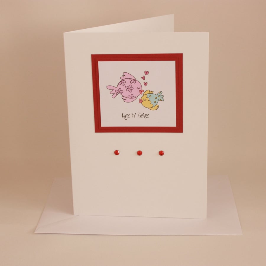 Fishy love card - anniversary card or valentine 