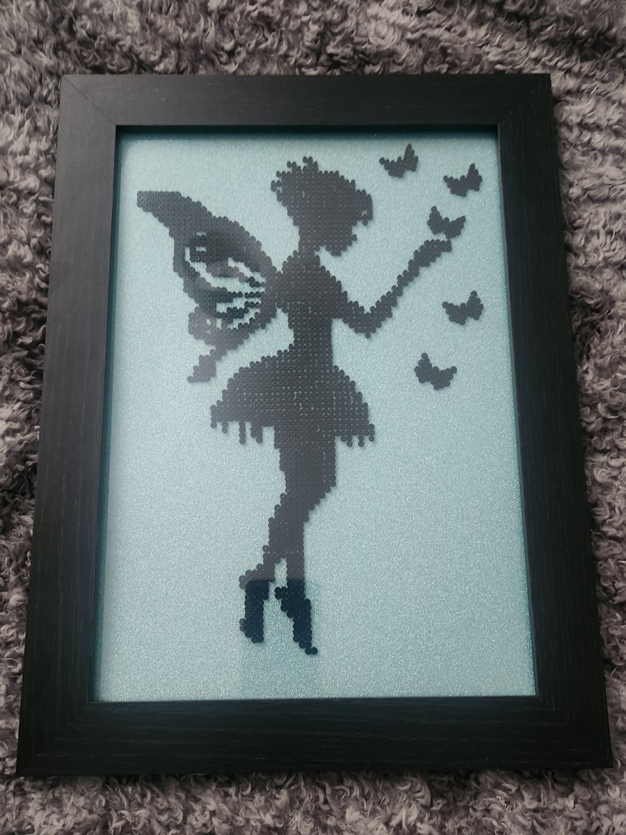 A4 framed hama bead silhouette fairy design 
