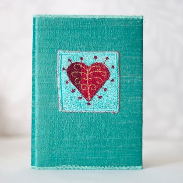  Embroidered Heart Journal Cover and Notebook