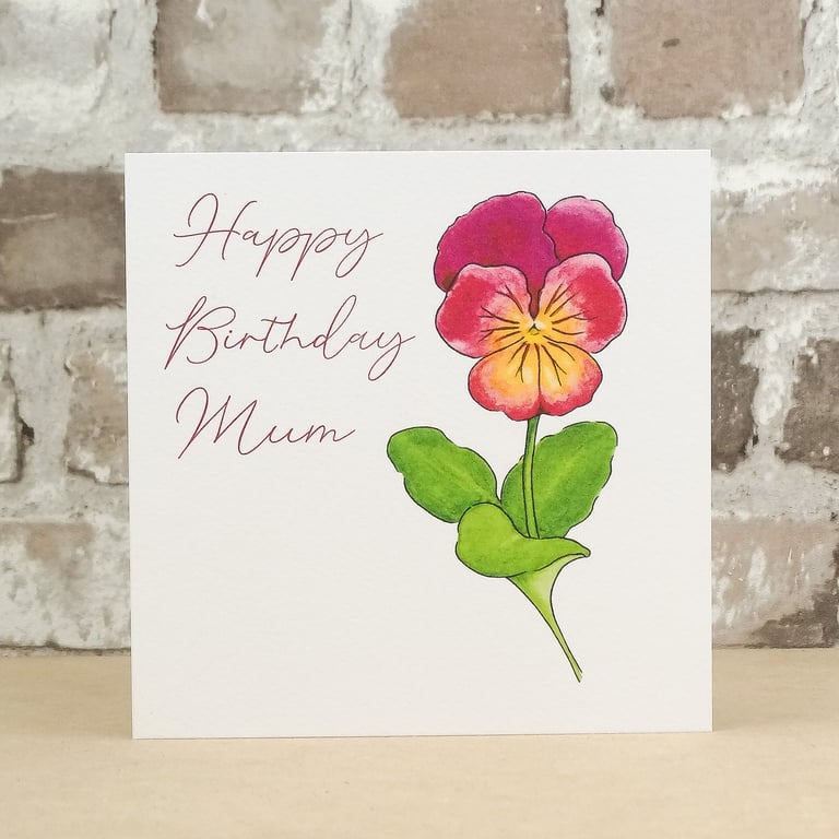 Birthday Card Mum Floral Viola