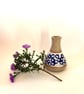 BLUE AND WHITE STONEWARE CERAMIC BUD VASE - Image 5