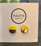 Ceramic button earrings - Lemon yellow - Image 2