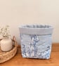 Blue Toile Fabric Storage Basket with Striped Lining - Image 4