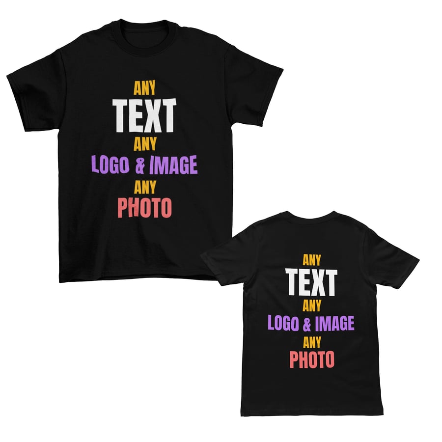 PERSONALISED KIDS Front AND Back Print T-Shirt Any Text Any Image