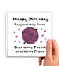Funny crocheting birthday card with a ball of wool for friend, sister - Image 1
