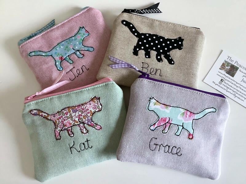 Personalised Cat Purse or Wallet in Choice of Fabric - Floral Print -Unique gift